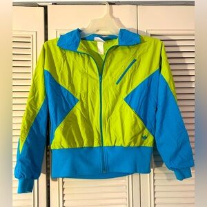 Vintage Adidas Zip Up Windbreaker Blue And Green Has Pockets Size Medium